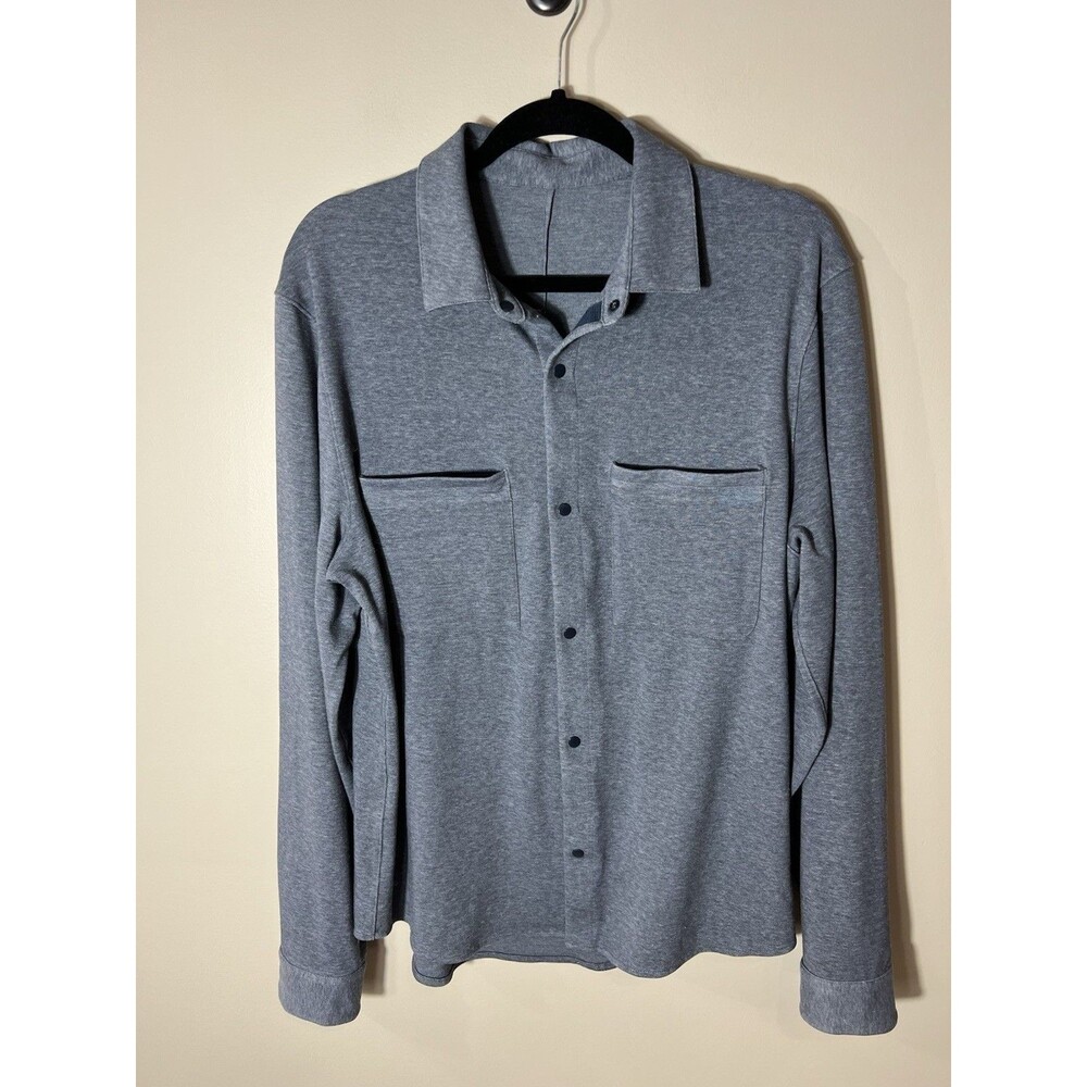 Lululemon Shirt Mens Soft Knit Overshirt Snap Shacket LM3CZMS Heather Blue Large